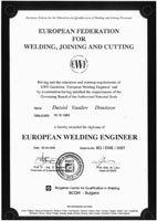 Сертификат за европейски заваръчен инженер